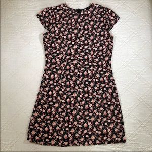 Forever 21 Black and Pink Floral Cap Sleeve Dress